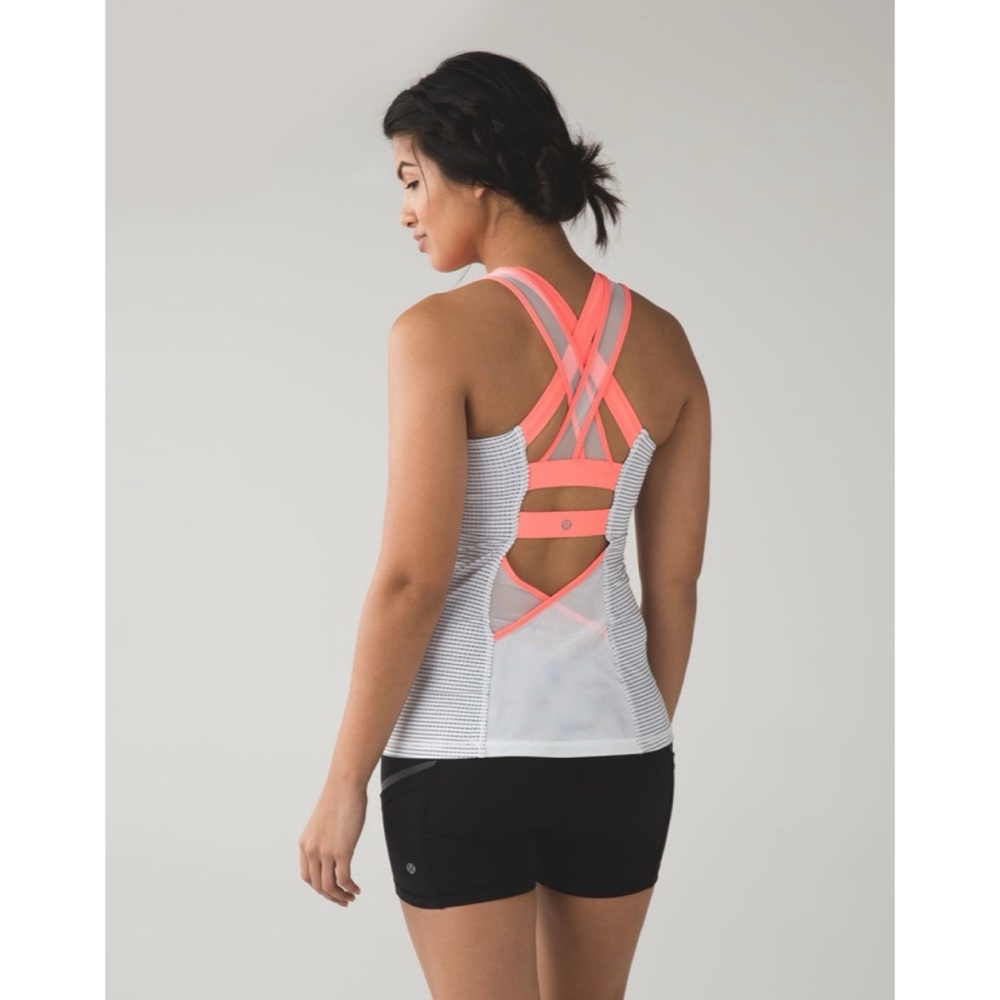 Lululemon Ready, Set, Sweat Tank Double Dot White Black / Very Light Flare 6